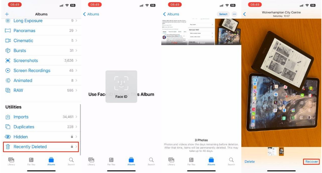 商洛苹果14维修分享 iPhone14 上恢复已删除的照片 