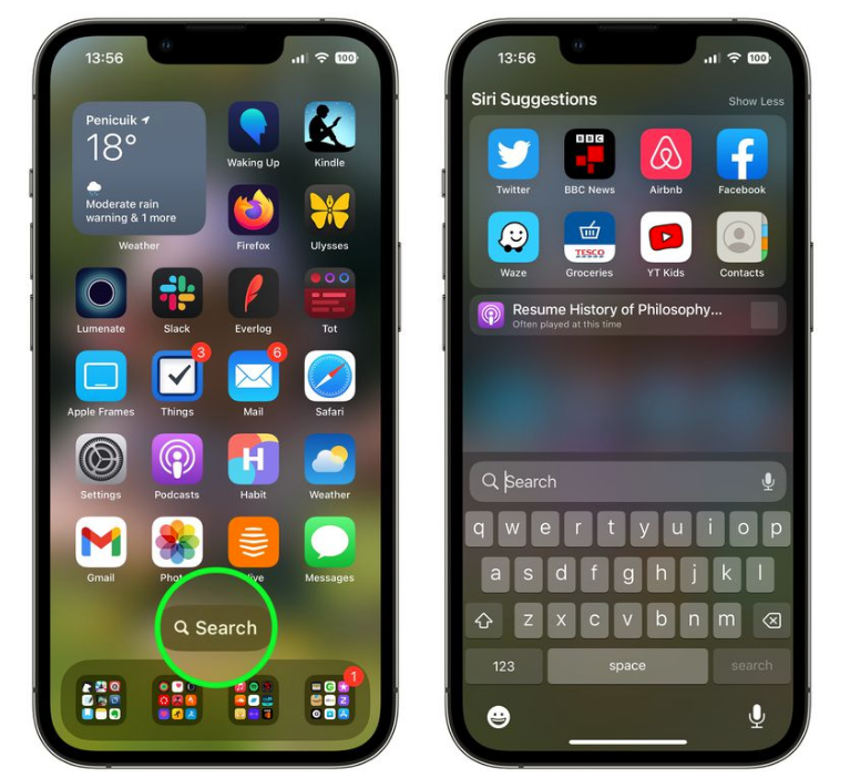 商洛苹果手机维修分享升级到 iOS 16 后，如何删除主屏幕上的搜索按钮 