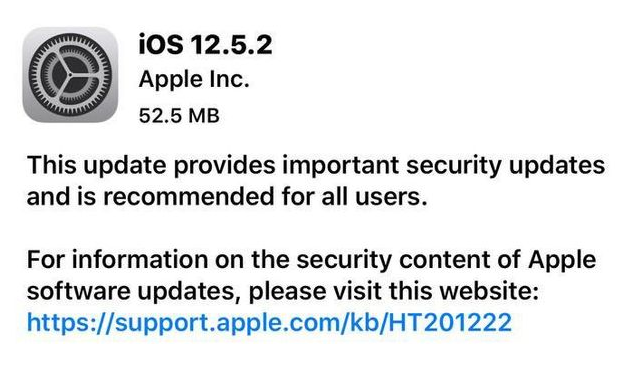 商洛苹果手机维修分享iOS12.5.2发布，建议所有老苹果用户安装 